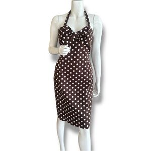 Madison Leigh Halter Pinup Dress Polka Dot Bow Front. Women’s Size 10. NEW